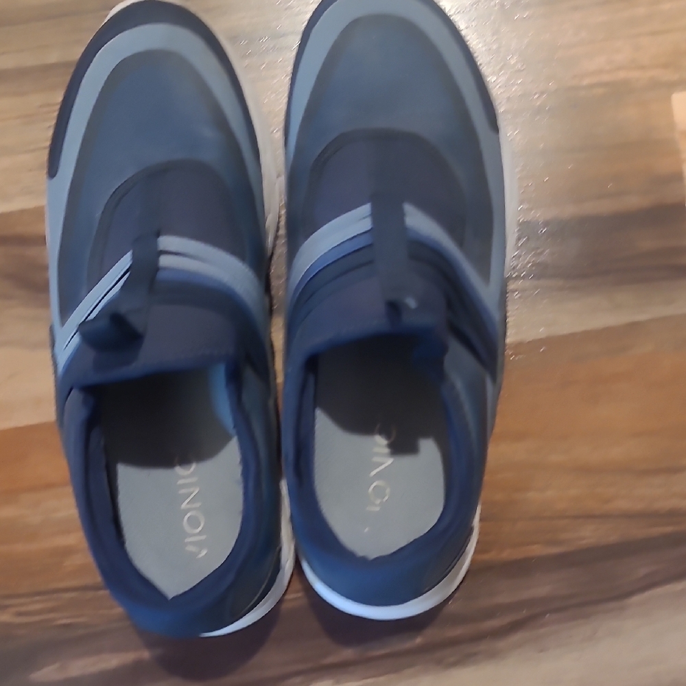 Vionic Blue and Gray Sneakers with Flexible Soles Slip On